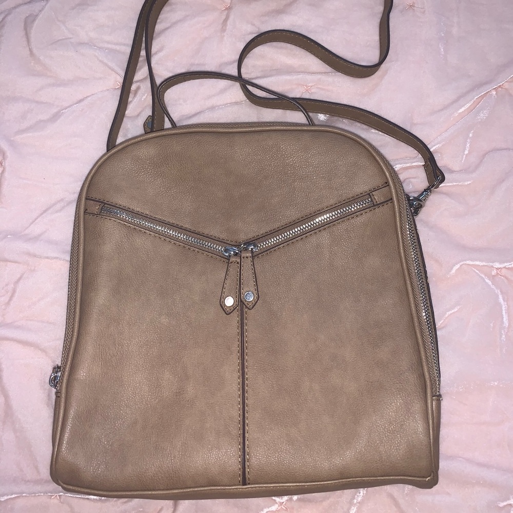 Kelly & Katie Taupe Convertible Crossbody Backpack